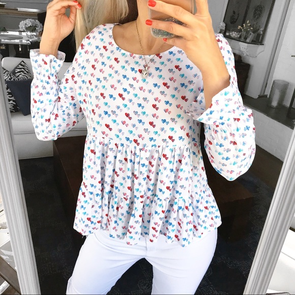 ❤️ JANE AND DELANCEY HEART RUFFLE LONG SLEEVE TOP! - Picture 3 of 12